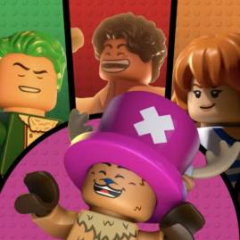 Versiones LEGO de Monkey D. Luffy y los Sombrero de Paja en el especial LEGO ONE PIECE de Netflix.