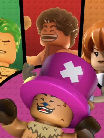 Versiones LEGO de Monkey D. Luffy y los Sombrero de Paja en el especial LEGO ONE PIECE de Netflix.