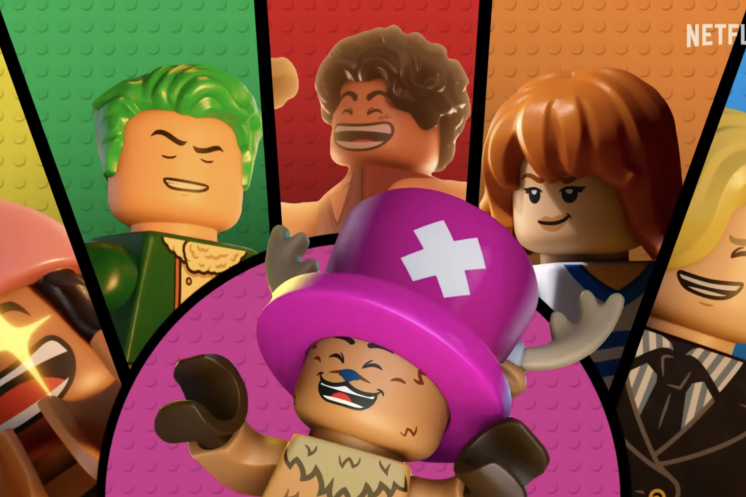 Versiones LEGO de Monkey D. Luffy y los Sombrero de Paja en el especial LEGO ONE PIECE de Netflix.