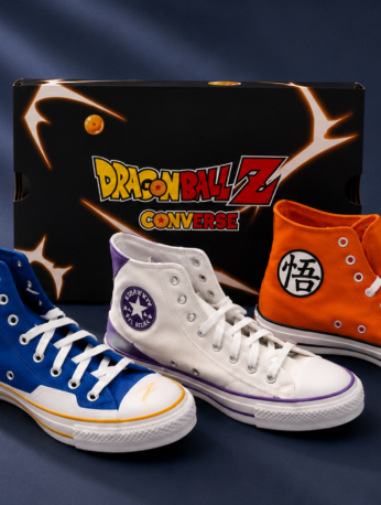 Modelos de la colección Dragon Ball Z x Converse inspirados en Goku, Vegeta, Freezer, Cell, Majin Buu y Shenlong.