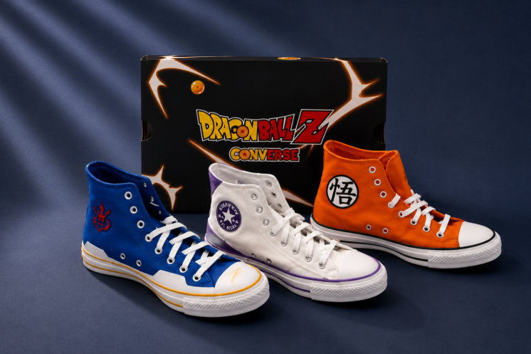 Modelos de la colección Dragon Ball Z x Converse inspirados en Goku, Vegeta, Freezer, Cell, Majin Buu y Shenlong.