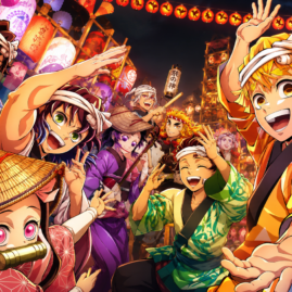 Ilustraciones oficiales de Demon Slayer y Witch on the Holy Night creadas por ufotable para el festival Awa Odori 2026 en Tokushima.