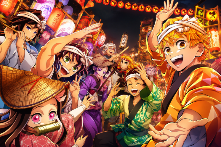 Ilustraciones oficiales de Demon Slayer y Witch on the Holy Night creadas por ufotable para el festival Awa Odori 2026 en Tokushima.