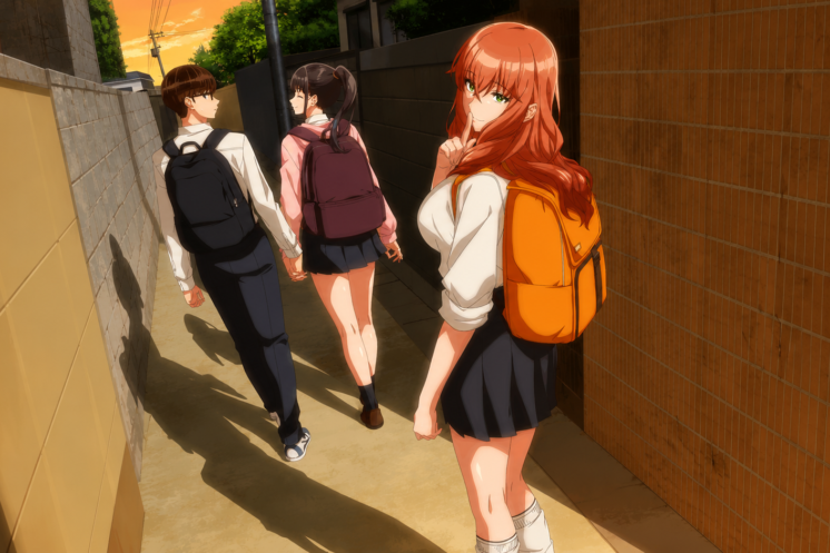Imagen promocional del anime My Girlfriend's Friend presentada junto con su primer tráiler oficial.