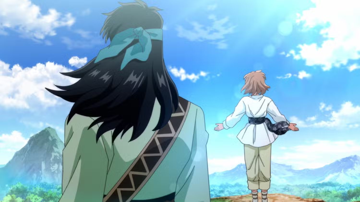 Visual oficial del anime From Far Away (Kanata Kara) con Noriko e Izark.